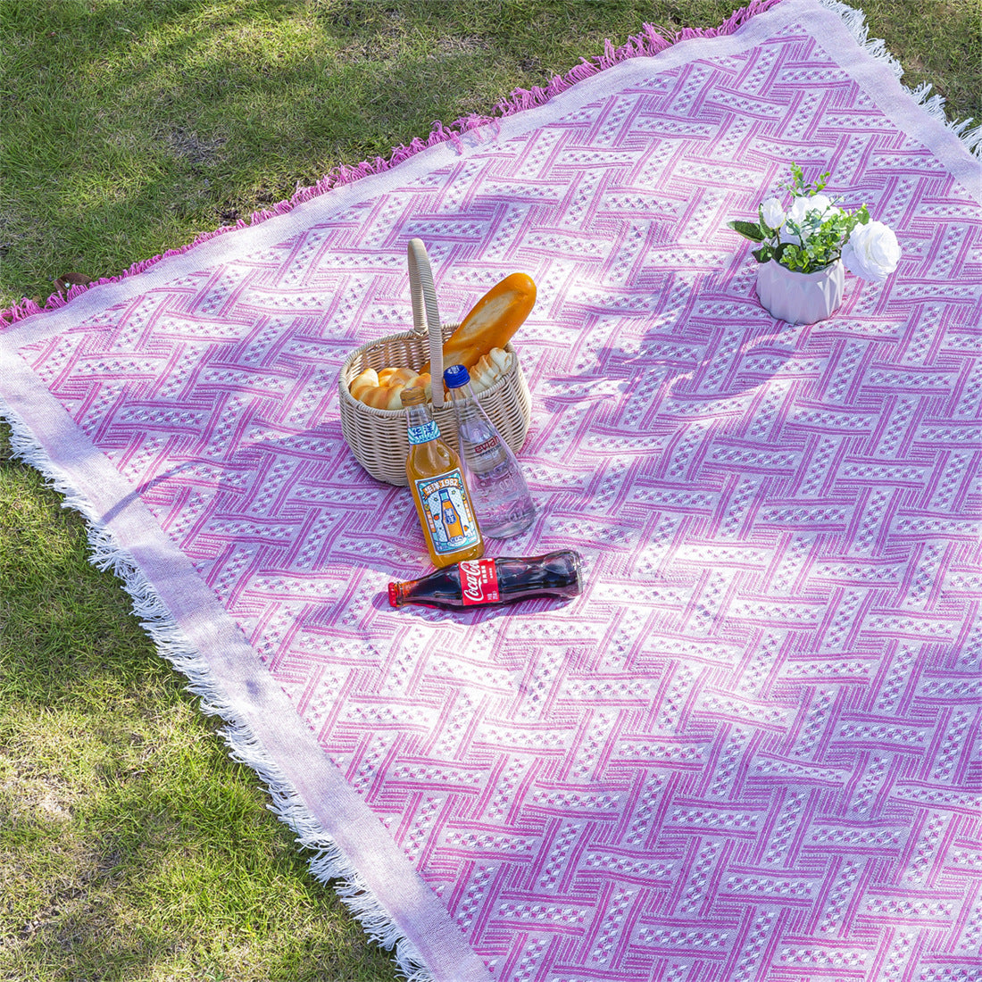 Bohemian Knitted Camping Blanket for Outdoor and Tent Use