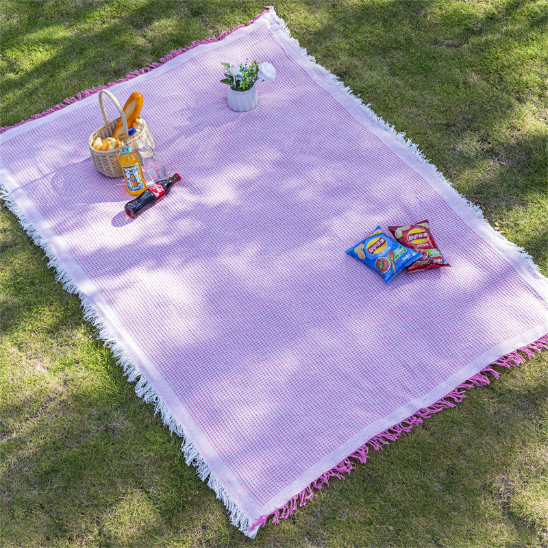Linen Blend Outdoor Picnic Blanket and Multi-Purpose Camping Mat