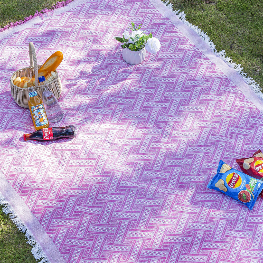 Bohemian Knitted Camping Blanket for Outdoor and Tent Use
